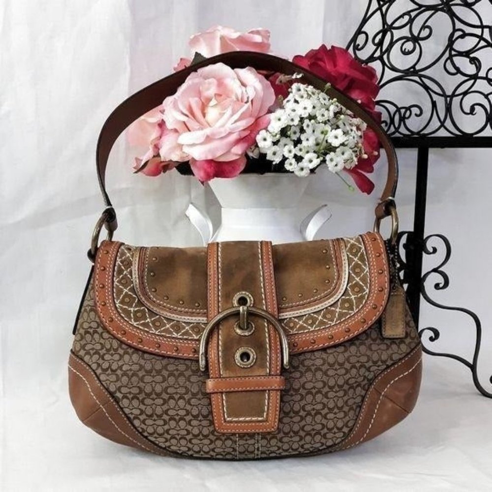 Vintage Coach Suede Leather Shoulder Bag